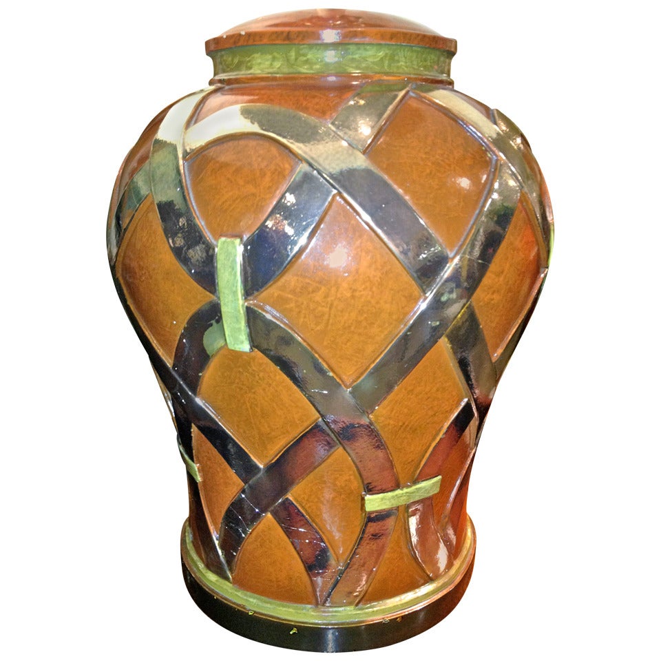 American Lacquered and Gilt Vase Shape Lamp