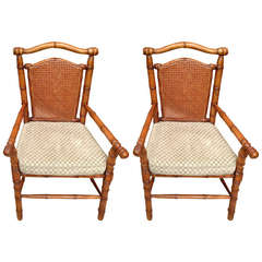 Pair of 19th Century English Bamboo Armchairs