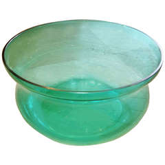 19th Century English Large Glass, Handblown Bowl
