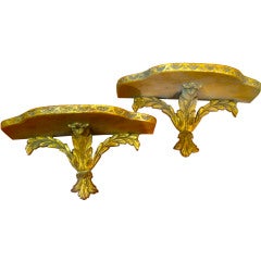 Pair of Italian Carved Wooden Gilt Brackets
