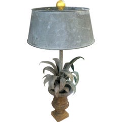 19th Century French Metal  Urn Lamp and Shade