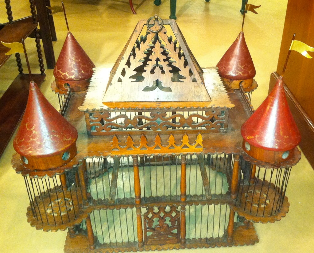 19th century English Victorian mahogany bird cage.