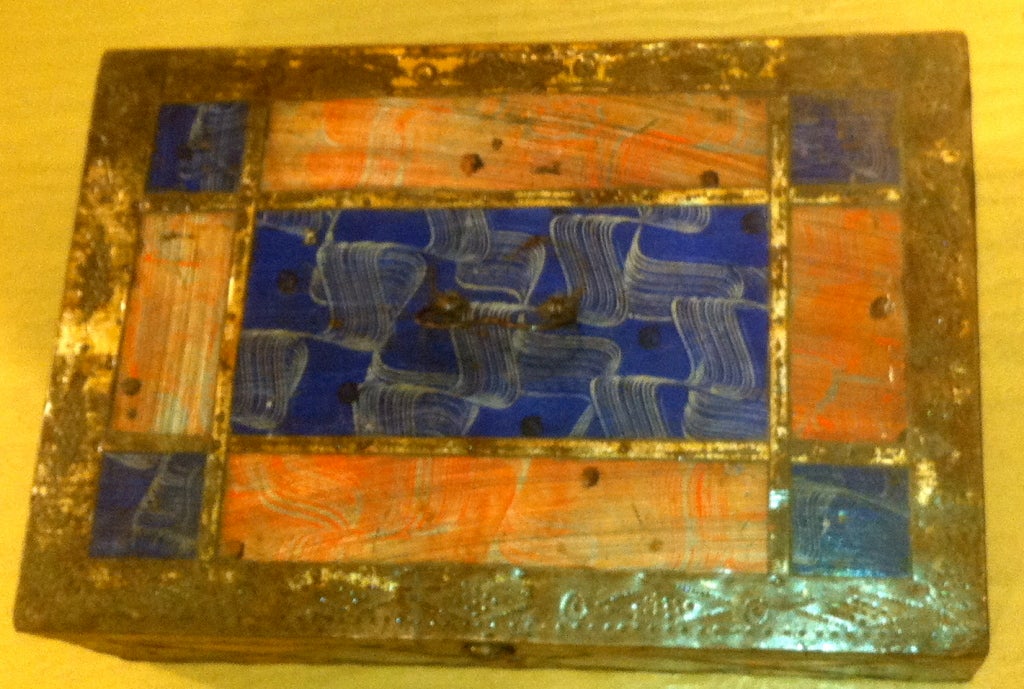 19th Century Azerbaijan Wooden Painted and Tole Box