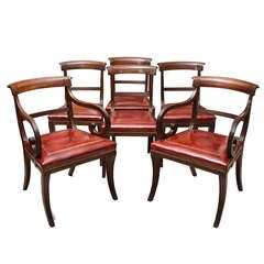 Circa 1900, English Regency Style Set of Six Mahogany Dining Chairs