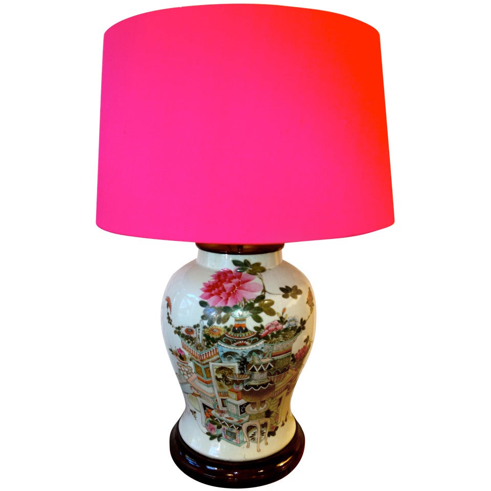 19th Century Chinese Temple Jar Vase As a Lamp