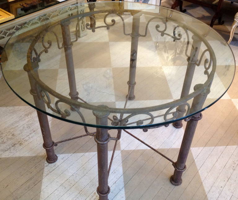 American iron and glass table.