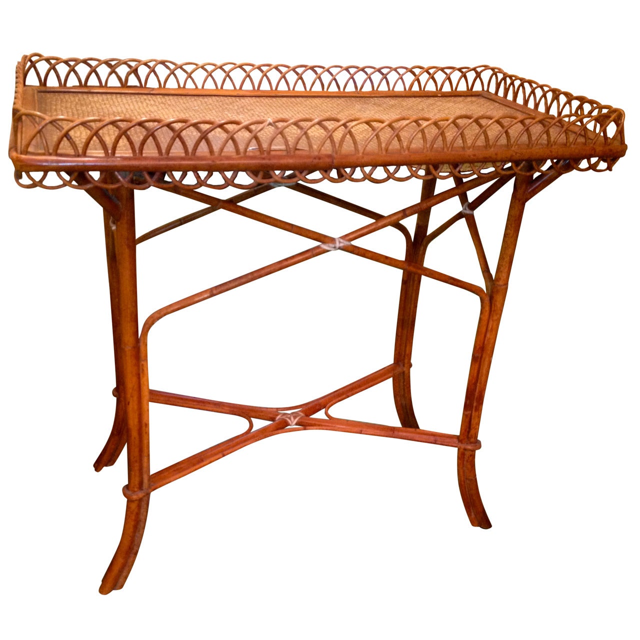 19th Century French Rattan Serving Table