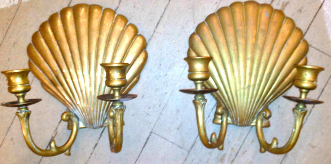 American brass shell sconces.