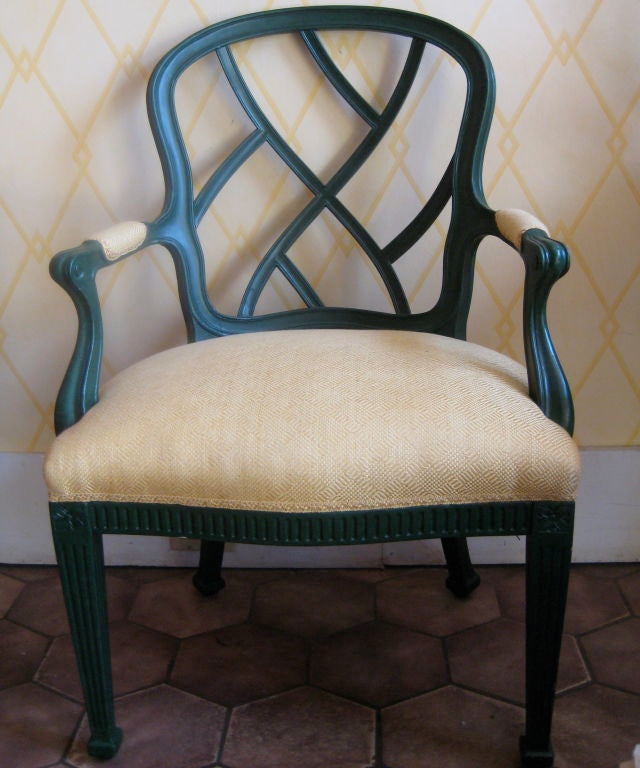 English 19th century Chinese Chippendale style armchair

Lacquered in green.