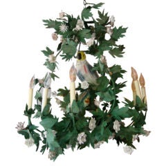 19th Century French Tole and Porcelain Chandelier