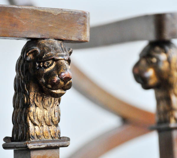 Four Pearwood and Gilt Neo-Classical X-Frame chairs