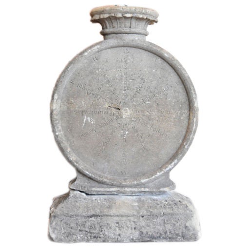 A Rare Late Eighteenth Century Bath Stone Sundial For Sale