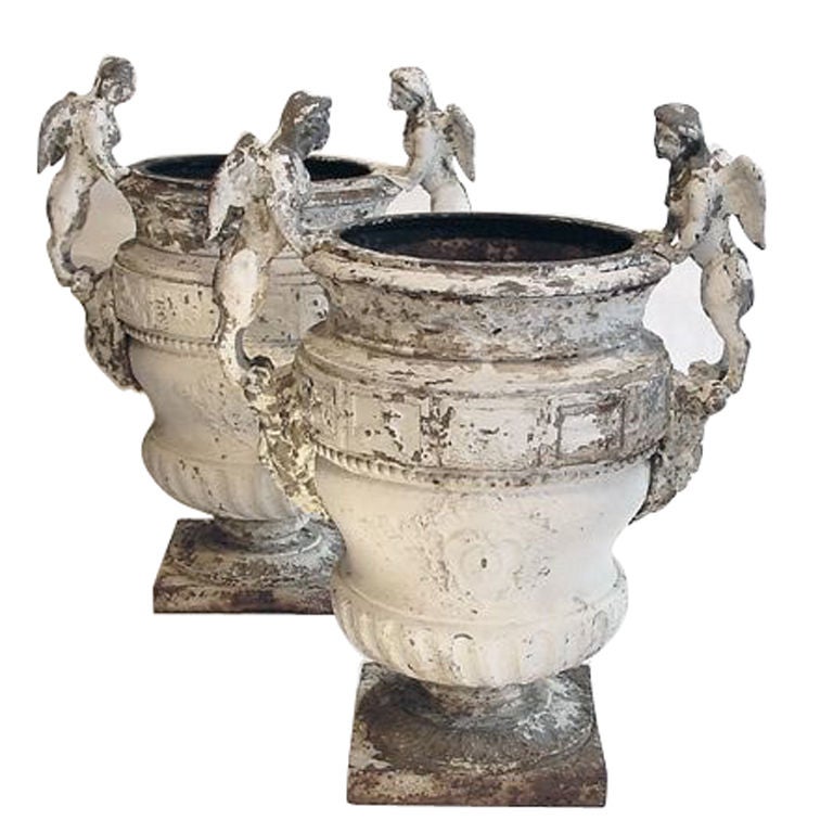 A Pair of Cast-Iron Garden Urns in the Louis XIV Taste For Sale