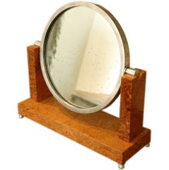 A Burr Amboyna & Nickel Table Mirror 