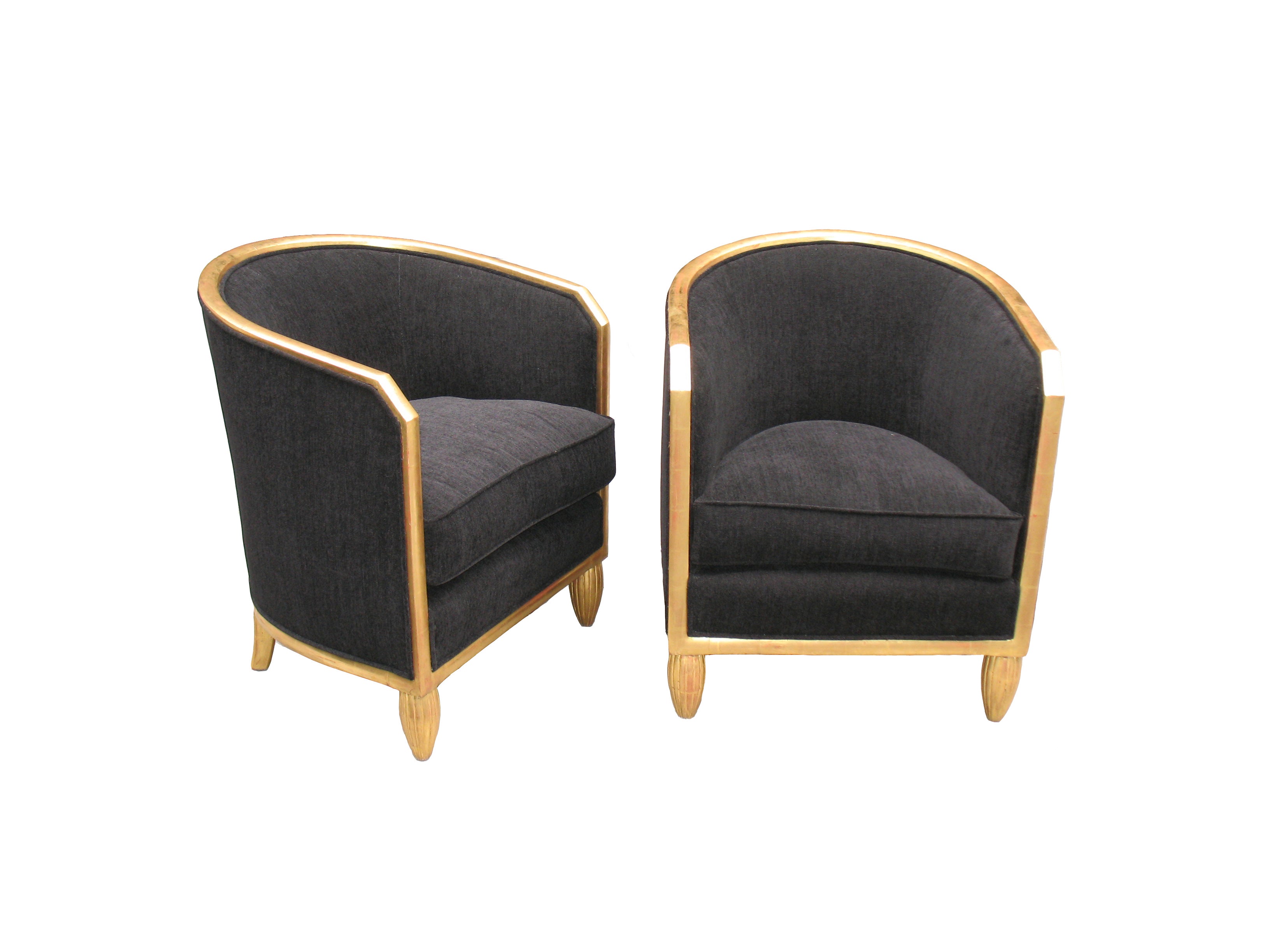 Pair of French Art Deco Gilt Wood Bergeres