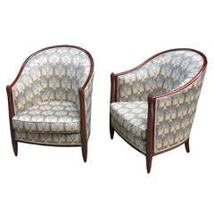 Pair of French Art Deco Bergeres in the Style of Follot