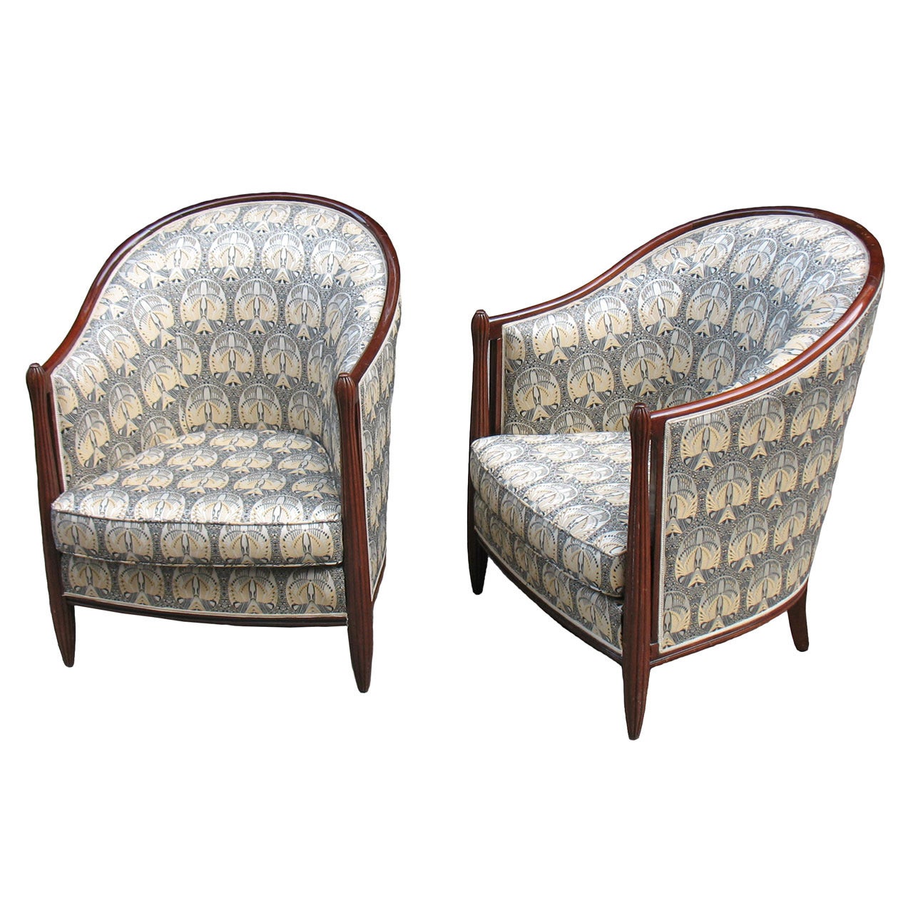 Pair of French Art Deco Bergeres in the Style of Follot