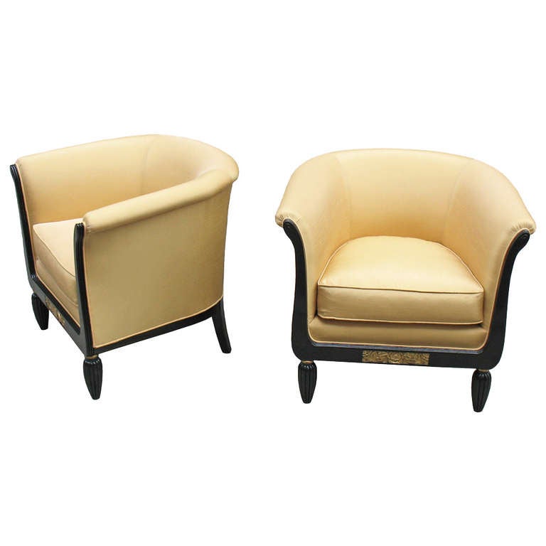 Pair of Comfortable French Art Deco Chairs at 1stDibs