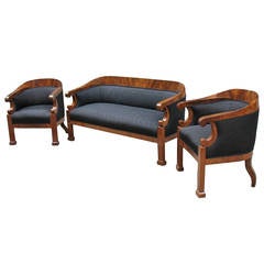 Original Viennese Biedermeier Suite from the 1820's (Sofa and 2 Bergeres)