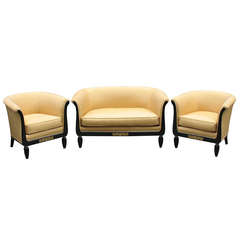 Vintage A French Art Deco Set (settee and 2 bergeres)