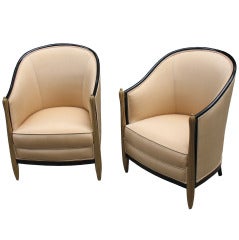 Pair of French Art Deco Bergeres in the Style of Paul Follot