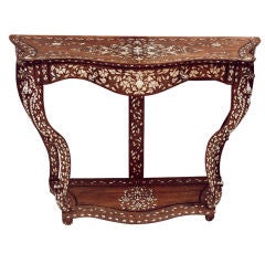 Silver and Mother-of-Pearl Marquetry Indian Console Table