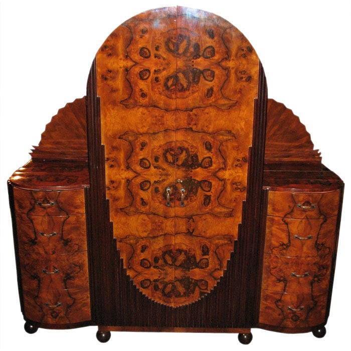 Uniquely Designed and Magnificently Detailed Art Deco Armoire For Sale