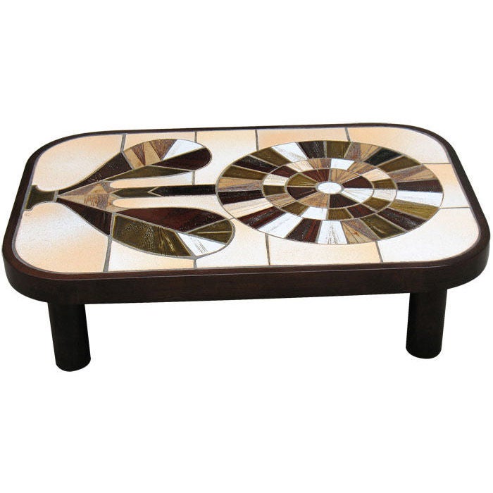 French Coffee Table, Signed by Roger Capron For Sale