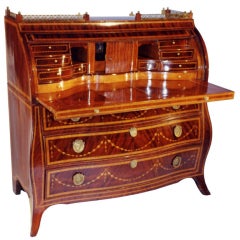 Antique Dutch Neo-Classical Decorated Rolltop Desk