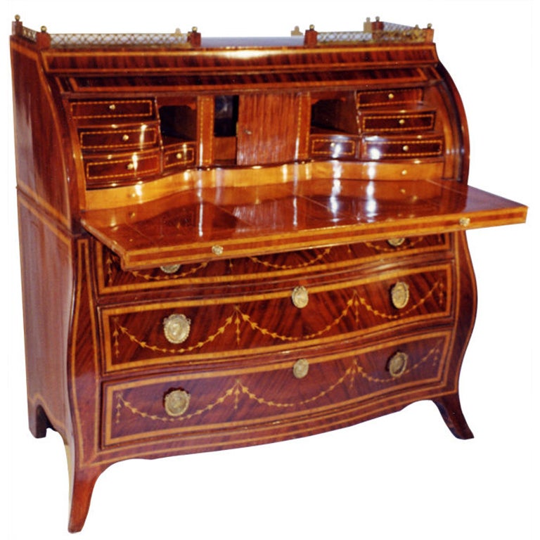Dutch Neo-Classical Decorated Rolltop Desk