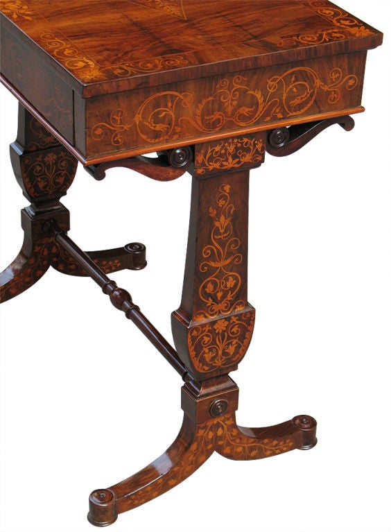First-rate inlaid Biedermeier side table