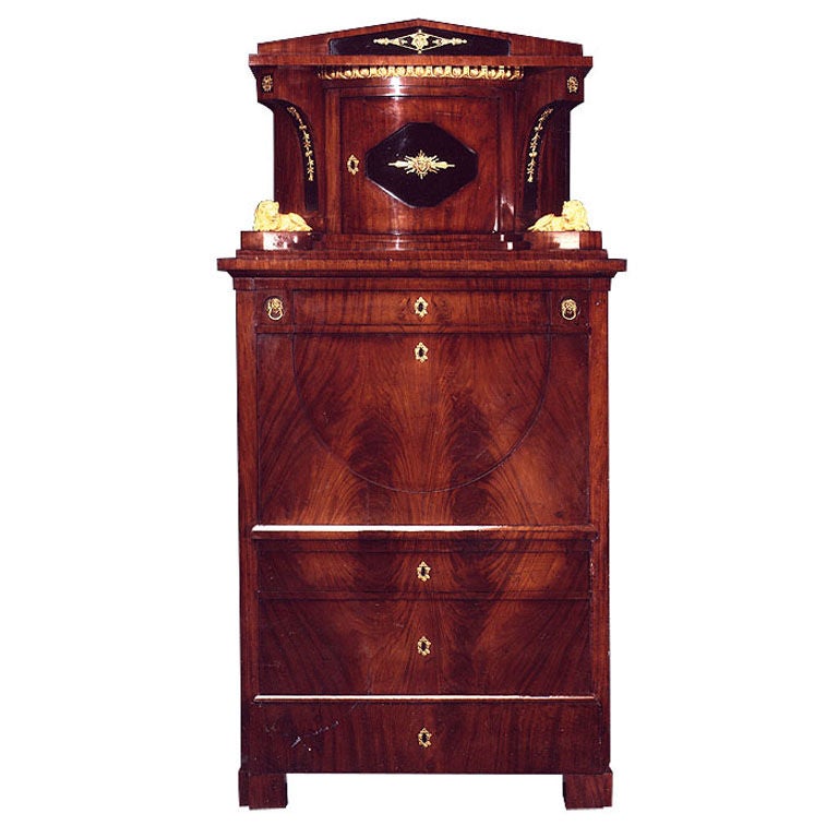 Signed and Dated Biedermeier Secretaire For Sale