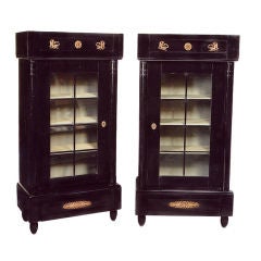 Rare Pair of Ebonized Biedermeier Vitrines