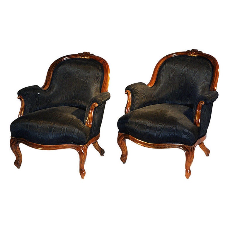 Pair of Very Comfortable 19th Century Rococo Bergeres For Sale