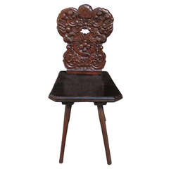 Outstandingly Wood-Carved German Country Chair