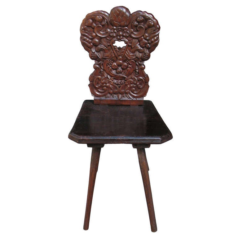 Outstandingly WoodCarved German Country Chair at 1stdibs