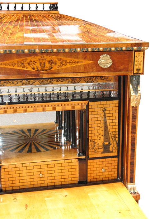 Spectacularly Detailed Viennese Biedermeier Secretaire In Excellent Condition For Sale In Long Island City, NY