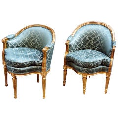 Pair of uncommonly designed Baltic Louis XVI bergeres - ONE SOLD