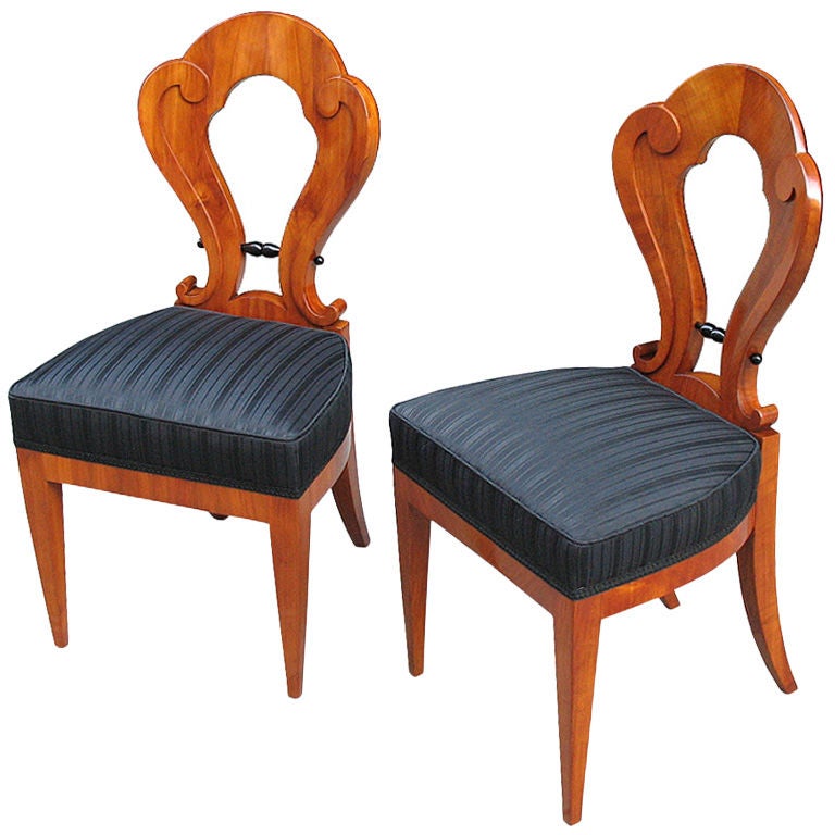Pair of Viennese Josef Danhauser Biedermeier side chairs