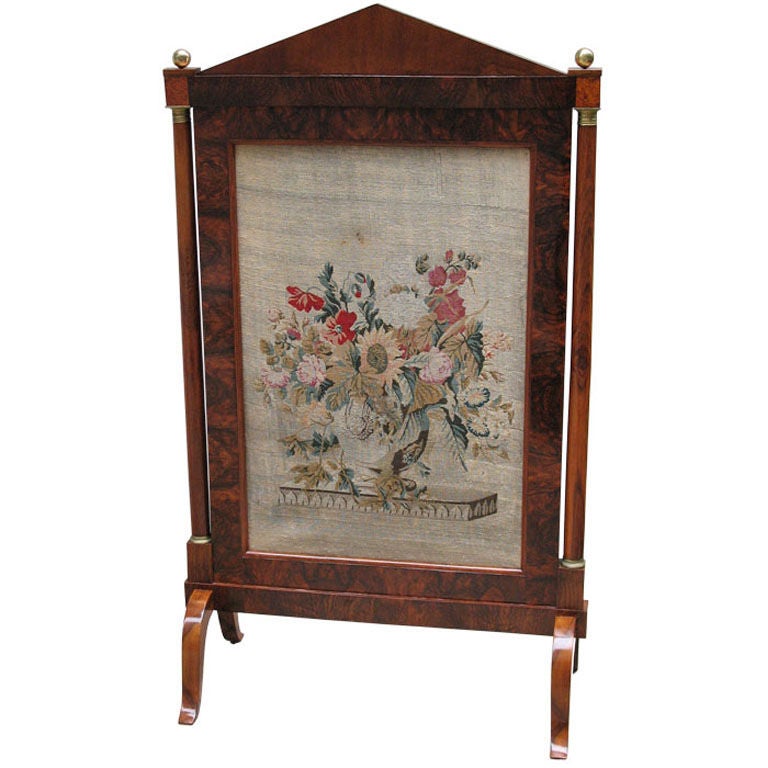 Fine Detailed Biedermeier Screen with Original Tapestry For Sale