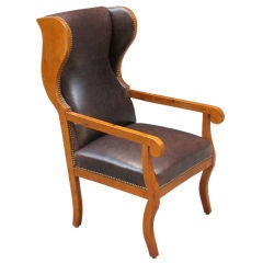 Very comfortable German Biedermeier wingback chair