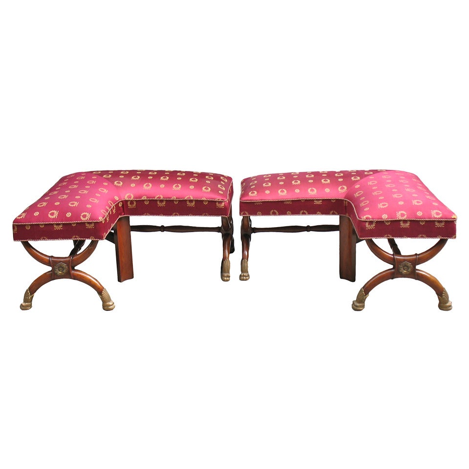Pair of Empire Corner Tabourets, Property of the King Ernst August For Sale