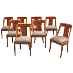 Rare Set of Eight French Art Deco Side Chairs