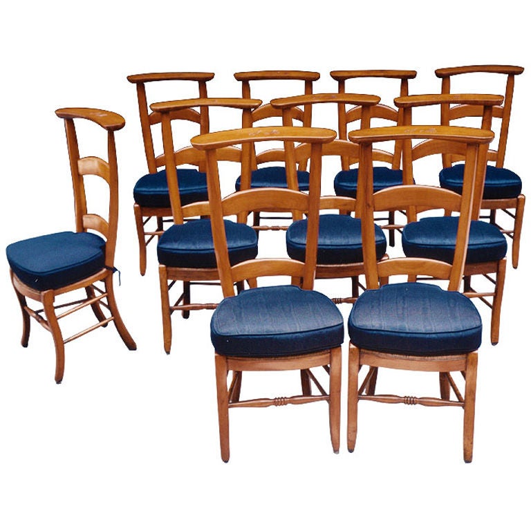 Set of Ten Uncommonly Designed Biedermeier Chairs For Sale