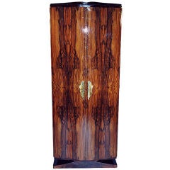 French Art Deco armoire in highly-figured bookmatch rosewood