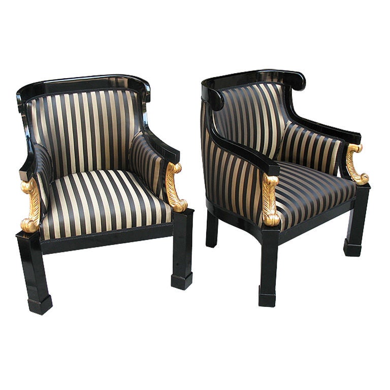 Pair of Magnificent Biedermeier Bergeres or Club Chairs For Sale