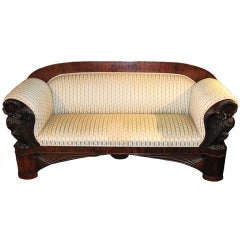 Antique Magnificent Swan-Carved North German Biedermeier Sofa