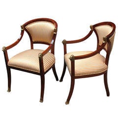 Antique Pair of Remarkable French Empire First Revival Chairs