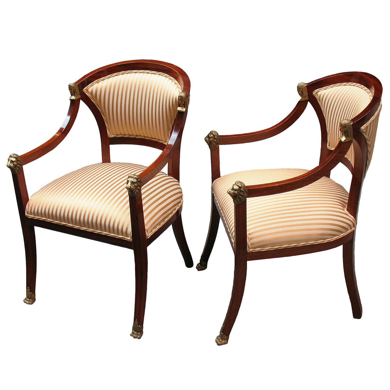 Pair of Remarkable French Empire First Revival Chairs