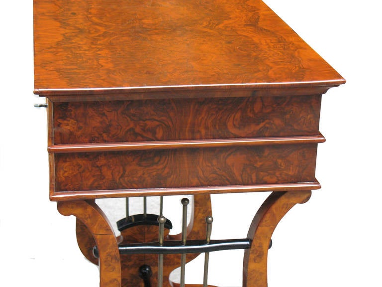 19th Century Important Viennesse Biedermeier, Lyre-Based Side Table For Sale